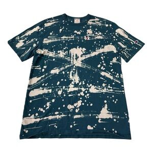Champion Paint Splatter Graphic Tee Men’s Large Blue White Streetwear